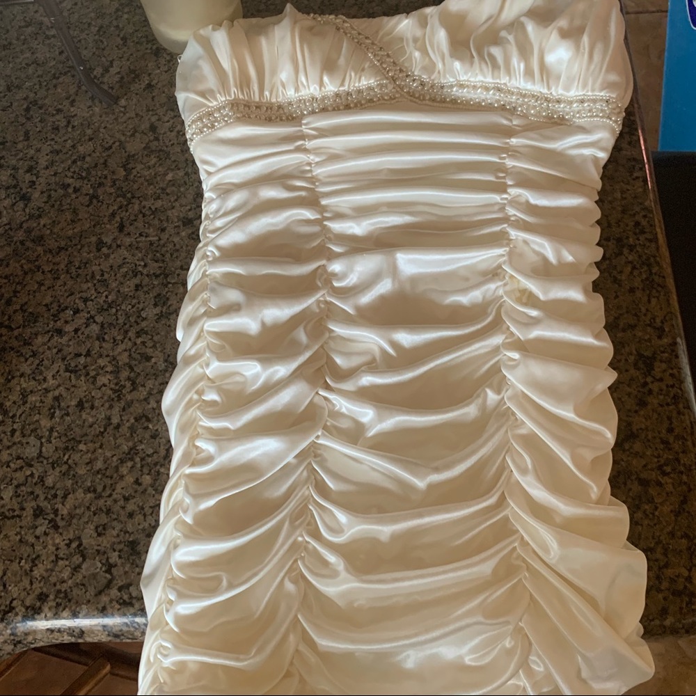 Pearl strapless party dress